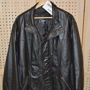 (NWOT ) KING SIZE BLACK GENUINE LEATHER JACKET SIZE 3XL